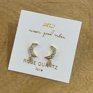 JaxKelly Moon Drop Earrings w/Rose Quartz